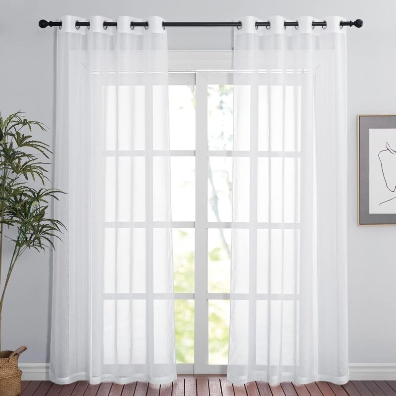 foto del prodotto 2 pezzi tende di traslucido tende moderne decorative per soggiorno e camera da letto bianco 100x250cm
