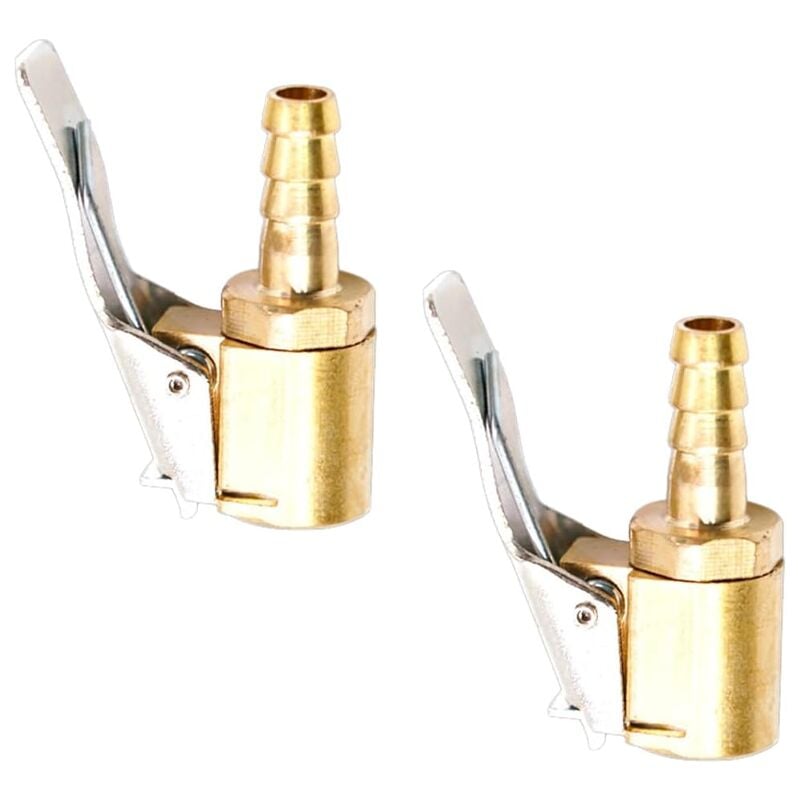 foto del prodotto 2 pezzi ugello gonfiatore, ugello gonfiatore pneumatici auto, ugello gonfiatore con clip, adattatore connettore morsetto clip valvola gonfiatore, per