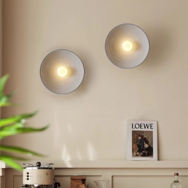 foto del prodotto 2 pezzi vintage applique da parete interno illuminazioni a muro rotonda lampada 25.5cm bianco