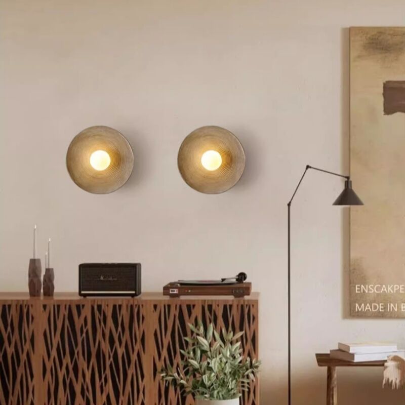 foto del prodotto 2 pezzi vintage applique da parete interno illuminazioni a muro rotonda lampada 25.5cm colore ruggine retr 