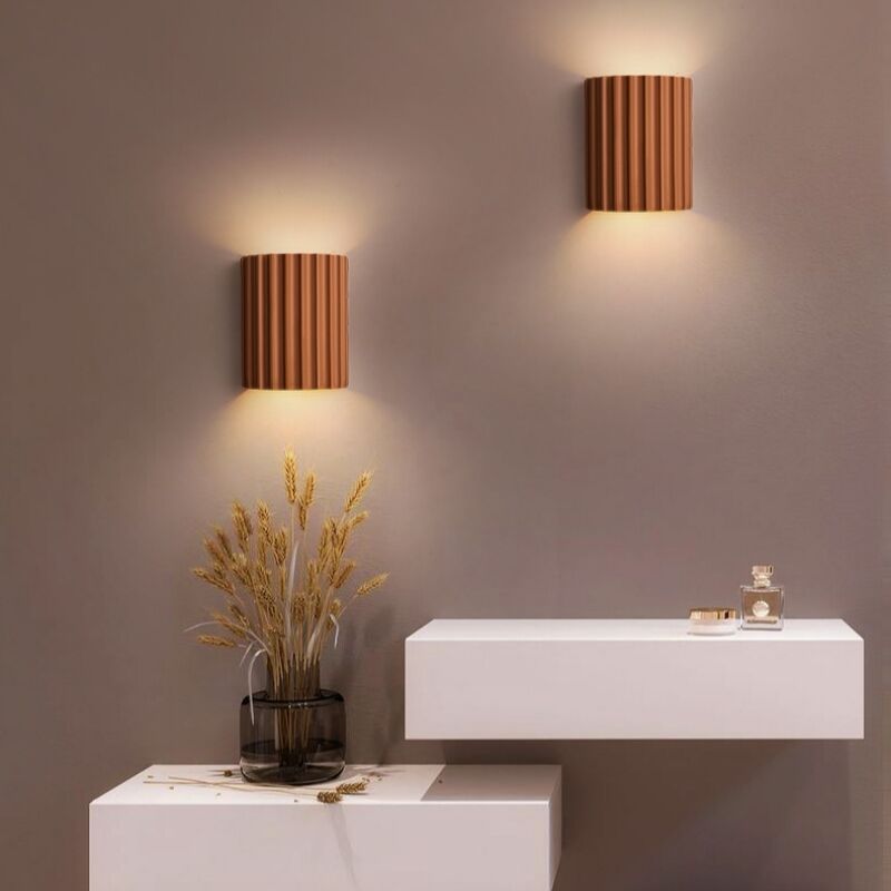 foto del prodotto 2 pezzi vintage applique da parete interno lampade da parete arancione lampada a muro luce bianca calda
