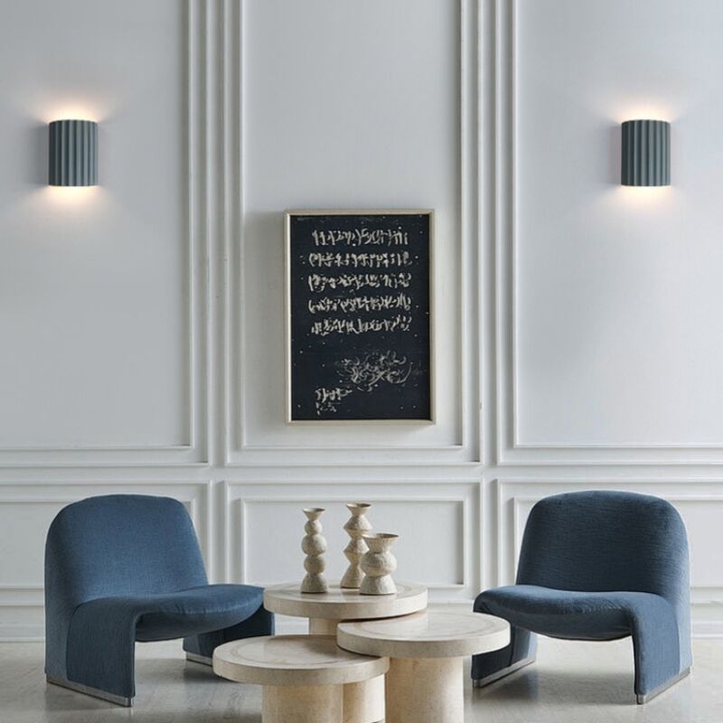 foto del prodotto 2 pezzi vintage applique da parete interno lampade da parete grigio lampada a muro luce bianca calda