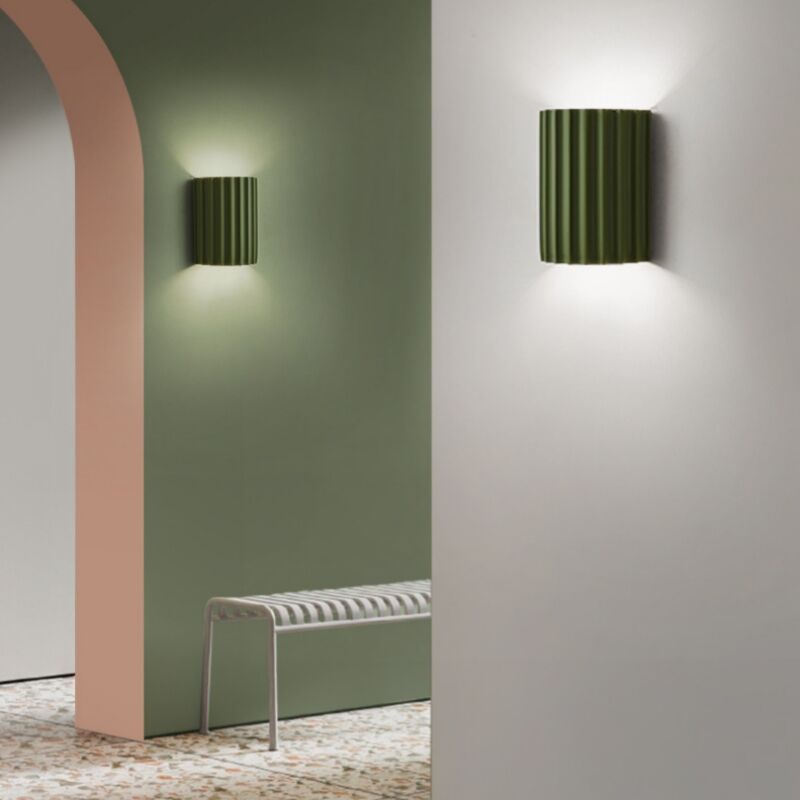 foto del prodotto 2 pezzi vintage applique da parete interno lampade da parete verde lampada a muro luce bianca fredda