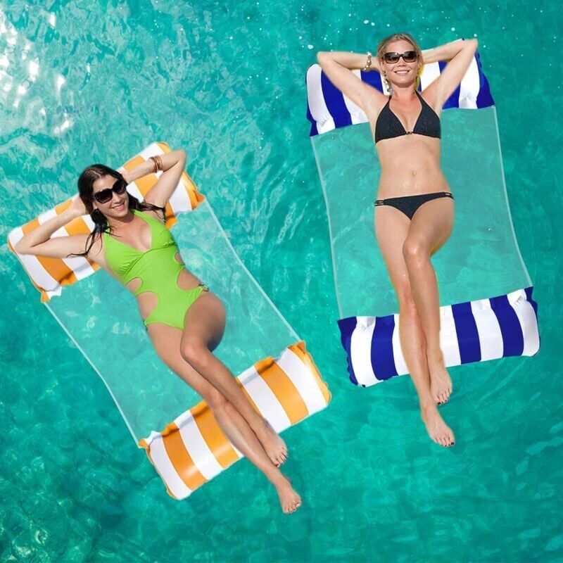 foto del prodotto 2 pi ces hamac flottant piscine, 4 en 1 multi usage hamac gonflable piscine avec maille, fauteuil gonflable pour adultes et enfants, portable