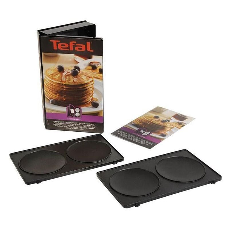 foto del prodotto 2 piastre impostate con collezione di libri di ricette per snack per dispositivo pancake tefal xa801012