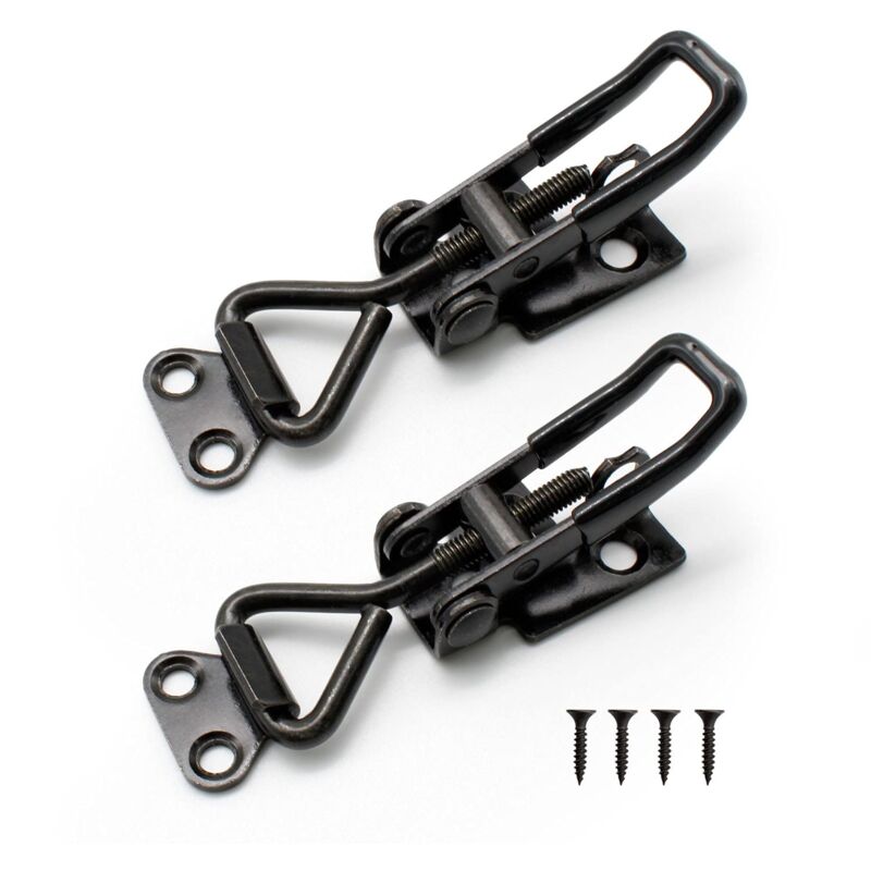 foto del prodotto 2 pieces adjustable toggle clamps, steel latch clip, heavy 100 kg 220 lbs hold buckle ability, for cabinets, suitcases, cupboards