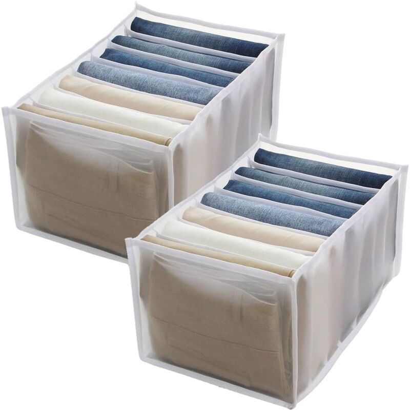 foto del prodotto 2 pieces foldable mesh storage box, jeans drawer organizer, drawer organizer, foldable drawer organizer, 7 grids, for storage clothes, leggings,