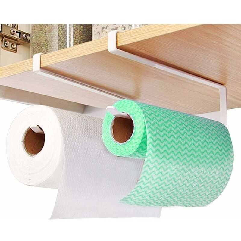 foto del prodotto 2 pieces paper towel holder, kitchen roll holder, kitchen paper towel holder, no drilling no punch paper roll holder wall mounted paper towel holder