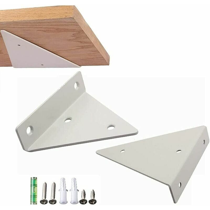 foto del prodotto 2 pieces shelf brackets,floating shelf brackets,invisible concealed shelf brackets,triangle wall mounted shelves bracket,for living room bedroom
