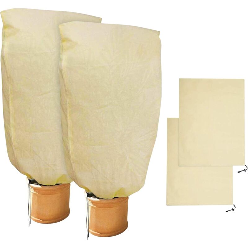 foto del prodotto 2 pieces winter protection for plants winter protection for potted plant bags, beige, solid, 100 x 80 cm