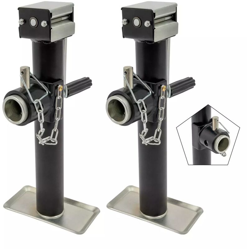 foto del prodotto 2 piedini di supporto per rimorchio, con manovella, 1000 kg, portata supporto per carichi pesanti, supporto per camion, trattore