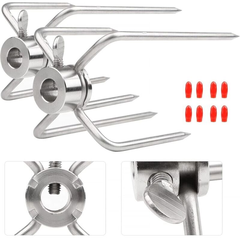 foto del prodotto 2 pinces viande pour tournebroche, aiguilles viande pour brochette de grill en acier inoxydable d un diam tre de 12,5 mm avec vis de verrouillage