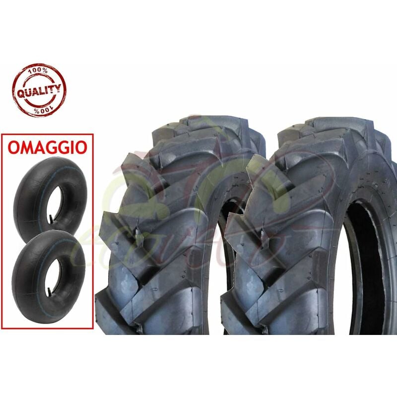 foto del prodotto 2 pneumatici 2 camere d aria trattorino 4.00 10 tm rinforzati 4pr gomme ruote copertoni motozappa tosaerba motocoltivatore ecovelo