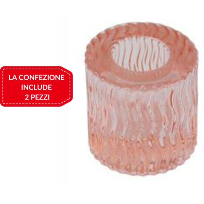 foto del prodotto 2 porta candela lanterna rotondo bomboniera matrimonio decorazione tea light 5x5 rosa trade shop traesio