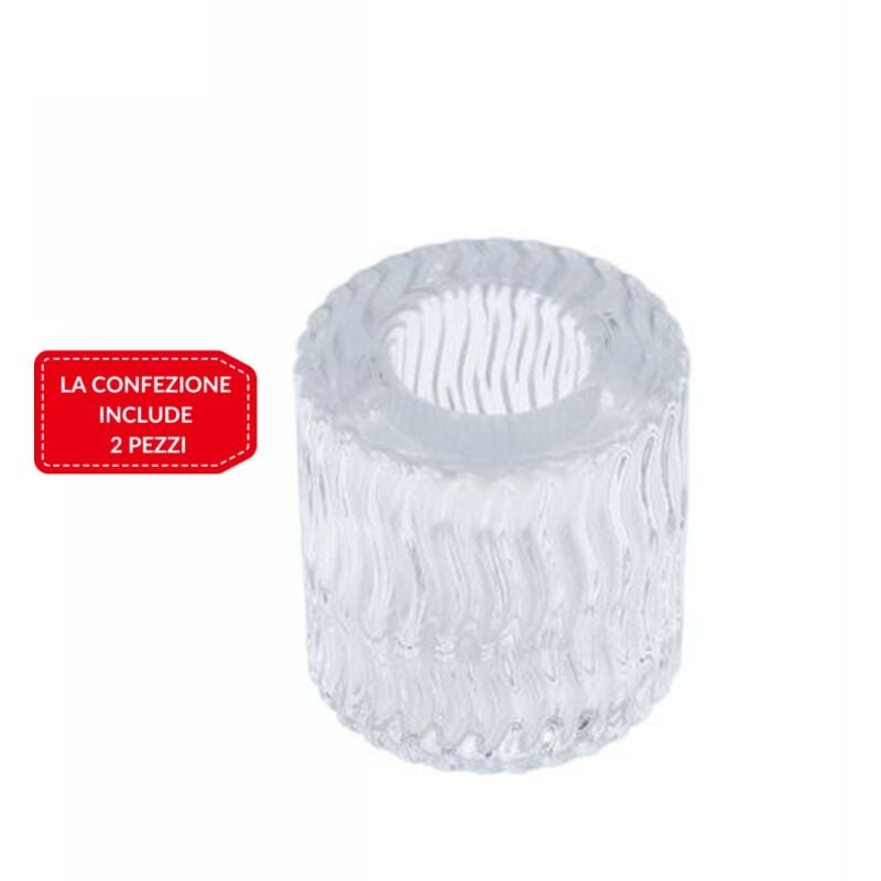 foto del prodotto 2 porta candela lanterna rotondo bomboniera matrimonio decorazione tea light 5x5 trasparente trade shop traesio