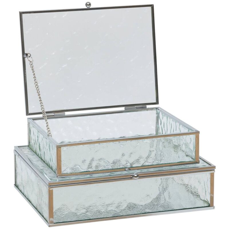 foto del prodotto 2 portagioie ania in metallo e vetro argentato 22x17cm atmosphera cr ateur d int rieur
