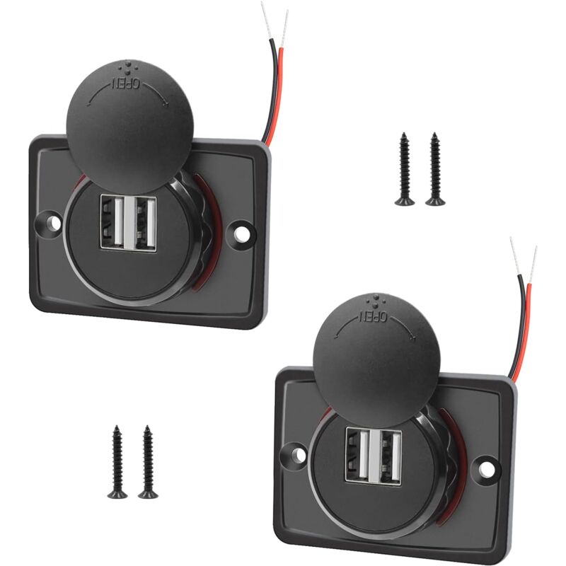foto del prodotto 2 pz 3.1a dual usb presa per auto auto cavo rosso presa di ricarica 2 porte adattatore 12 v 24 v carica connettore del pannello di ricarica