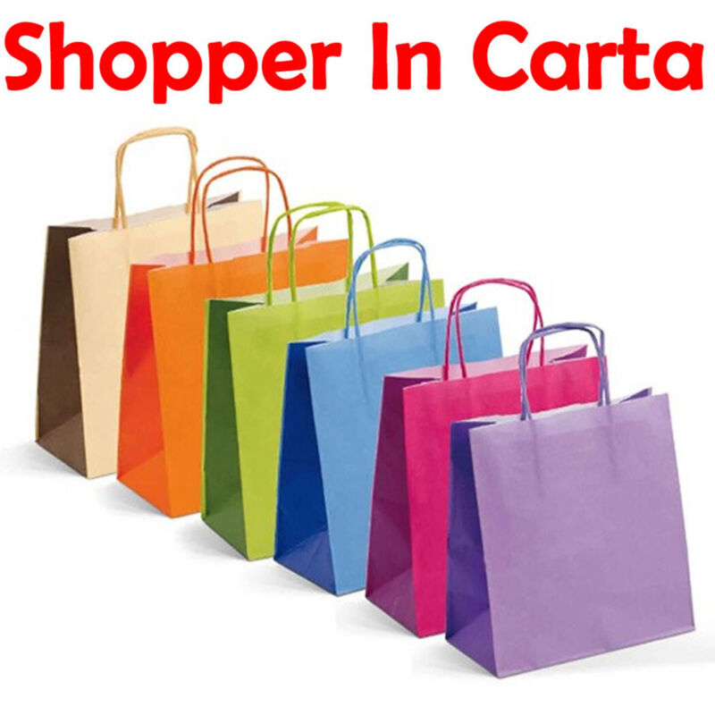 foto del prodotto 2 pz borsa shopper busta regalo in carta modelli assortiti 210 gr 40x12x30 cm trade shop traesio