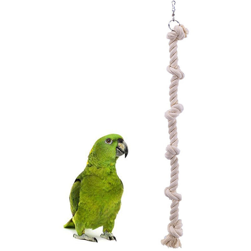 foto del prodotto 2 pz corda con 6 nodi in cotone per uccello 40 cm