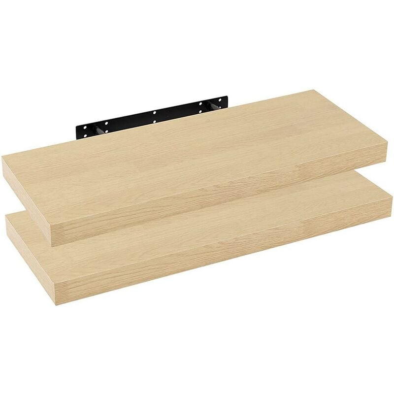 foto del prodotto 2 pz mensola da muro scaffale sospeso a parete libreria legno e metallo rovere giallo woltu
