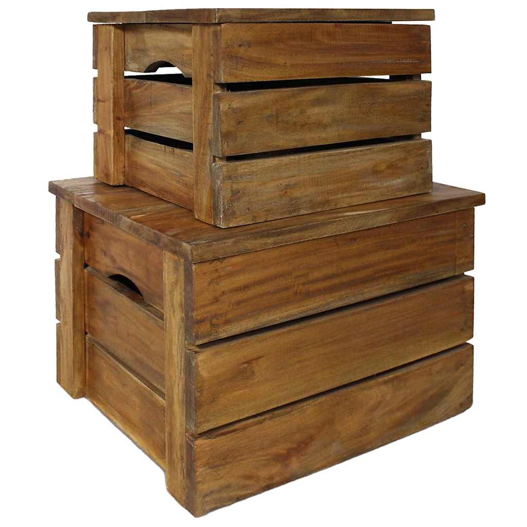 immagine 0 del prodotto 2 pz set di casse portaoggetti in legno massello di recupero