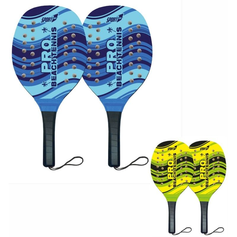 foto del prodotto 2 racchette in legno beach tennis spieggia con pallina professionali racchettoni