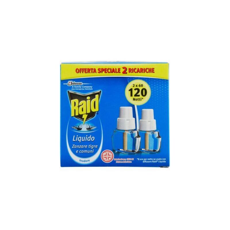 foto del prodotto 2 ricariche liquido antizanzare x 120 notti raid