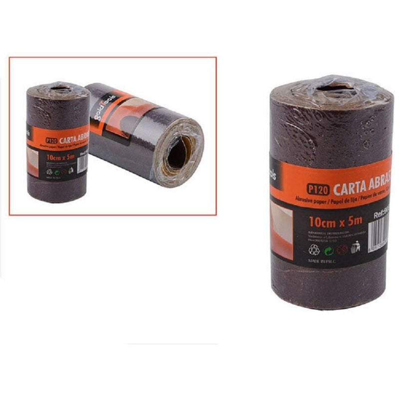 foto del prodotto 2 rotoli carta vetrata abrasiva 5 metri grana p120 levigare smussare trade shop traesio