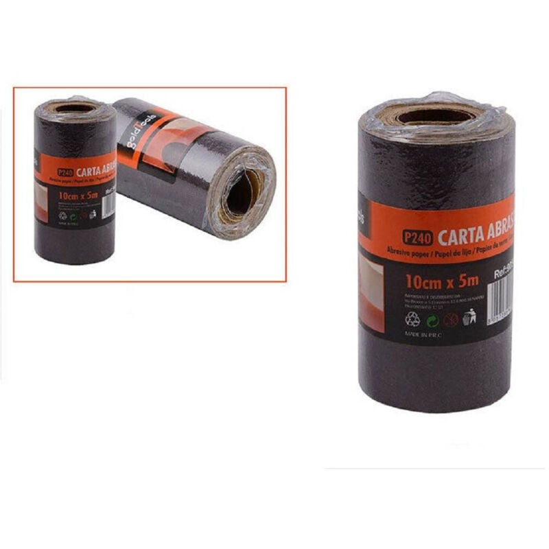 foto del prodotto 2 rotoli carta vetrata abrasiva 5 metri grana p240 levigare smussare trade shop traesio