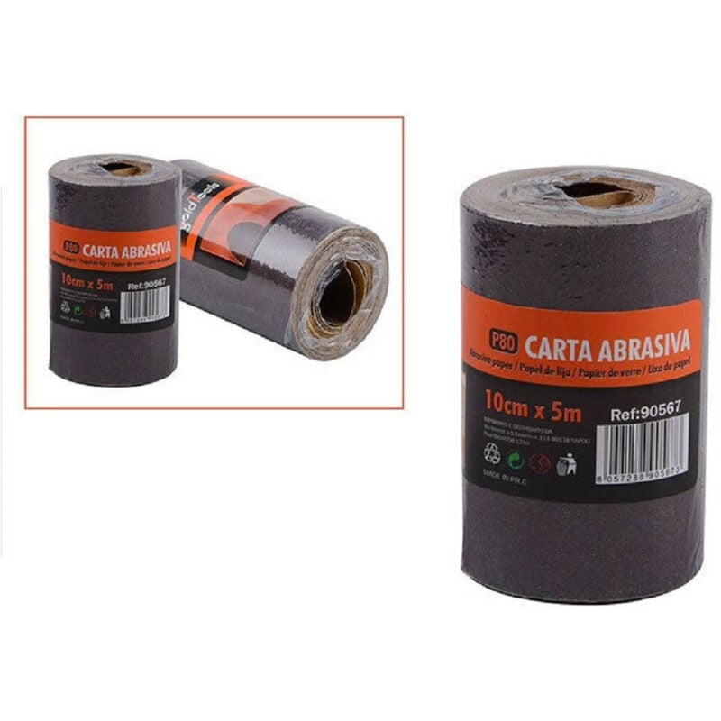 foto del prodotto 2 rotoli carta vetrata abrasiva 5 metri grana p80 levigare smussare trade shop traesio