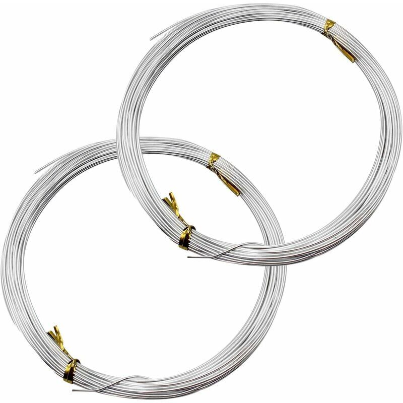 foto del prodotto 2 rotoli da 1 mm di filo di alluminio, filo di metallo flessibile, filo di ferro adatto per la produzione artigianale di bracciali, collane, perline