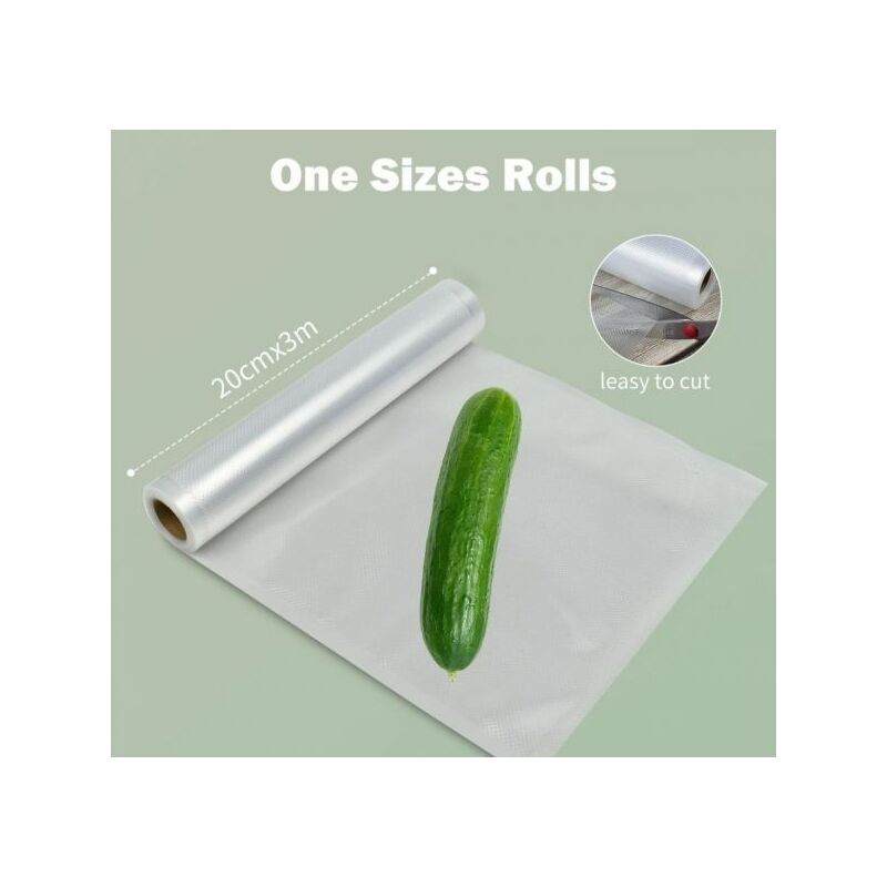 foto del prodotto 2 rotoli di buste sottovuoto groffrate per alimenti 2 rotoli 20 cm x 3 metri