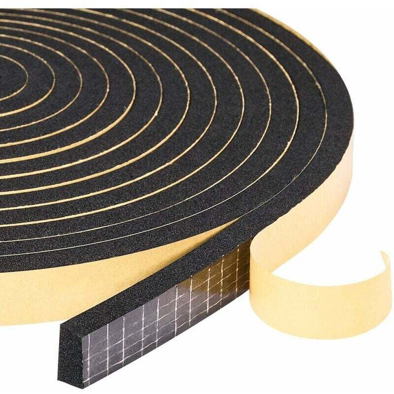 foto del prodotto 2 rotoli di guarnizione per porte e finestre, guarnizione adesiva in schiuma per porta d ingresso, striscia in neoprene resistente al freddo, 12 mm