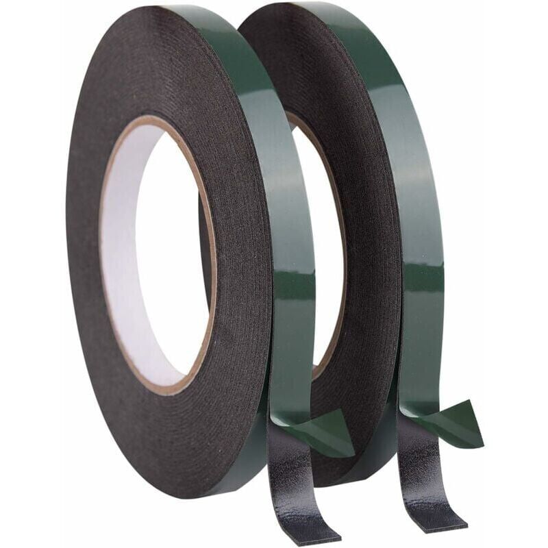 foto del prodotto 2 rotoli di nastro biadesivo da 12 mm, nastro biadesivo di montaggio impermeabile extra forte per modanature led per auto 10 m per rotolo 