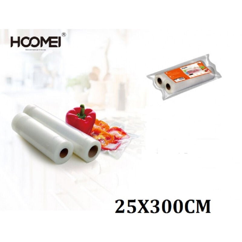foto del prodotto 2 rotoli per sottovuoto 25x300cm conservazione per alimenti frutta verdura trade shop traesio