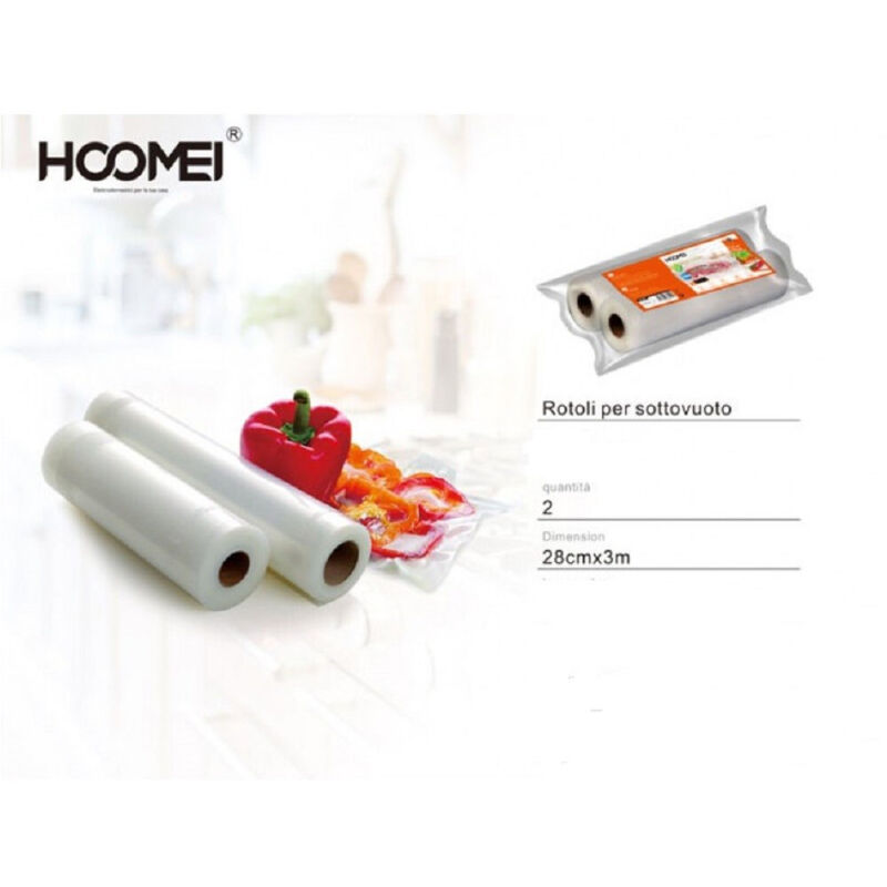 foto del prodotto 2 rotoli per sottovuoto 28x300cm alimenti sacchetti conservazione frutta verdura trade shop traesio