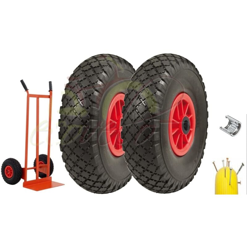 foto del prodotto 2 ruote piene antiforatura in poliuretano 3.00 4 gomme pu carrello porta pacchi carrellino portatutto union