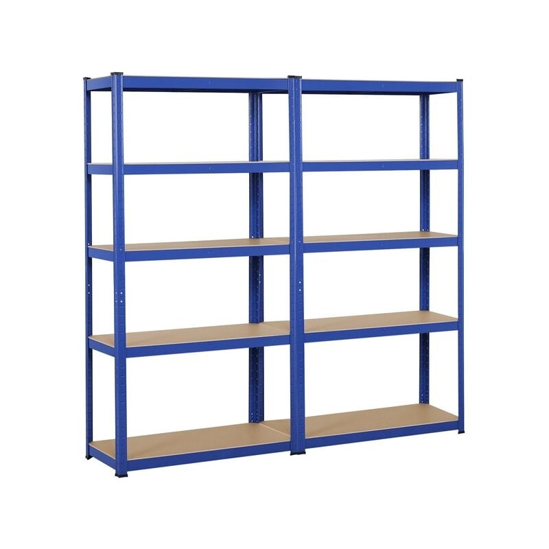 foto del prodotto 2 scaffali scaffalatture metalliche per garage magazzino a 5 ripiani portata 175 kg per ripiano 90 x 40 x 180 cm blu yaheetech