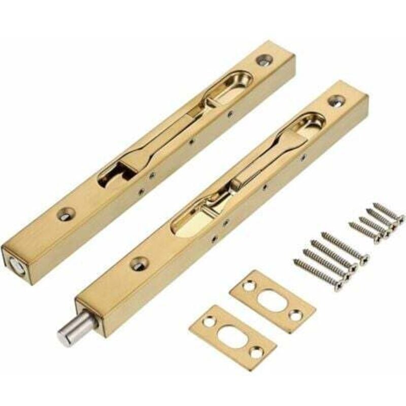 foto del prodotto 2 serrature per porte da 8 pollici, serrature di sicurezza nascoste in acciaio inox per porte finestre con ferramenta, chiavistelli a filo in metallo