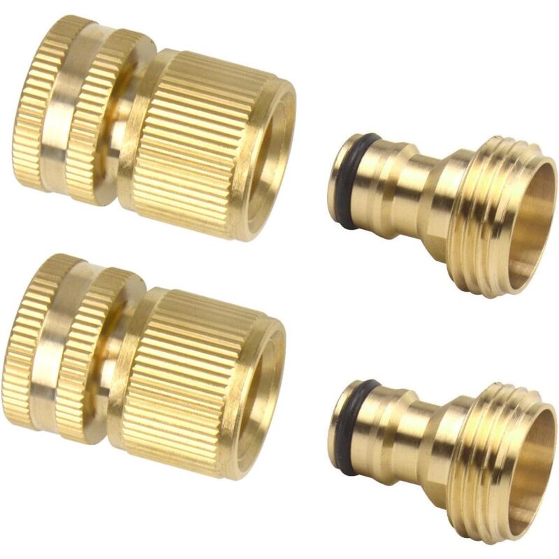 foto del prodotto 2 set 4 pezzi di connettori rapidi in ottone per kit di collegamento ugello tubo flessibile da giardino