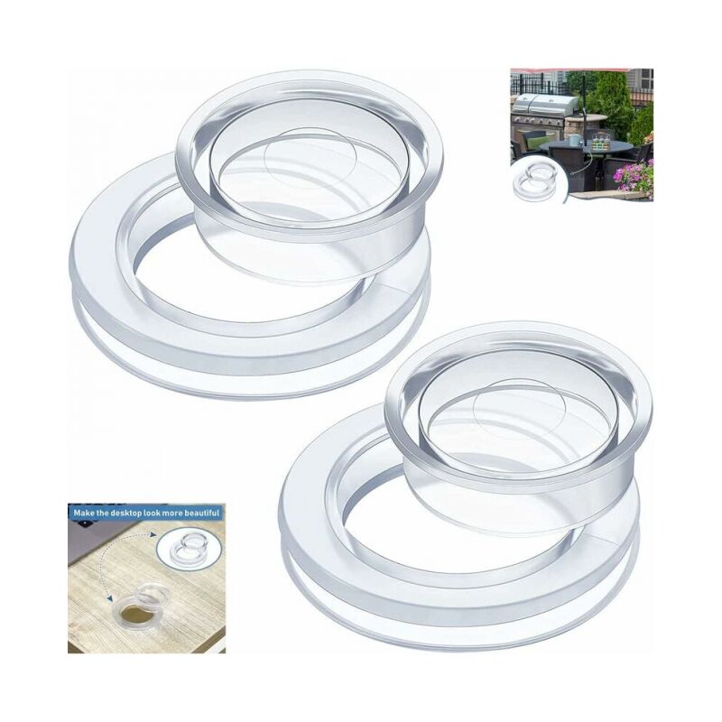 foto del prodotto 2 set di anelli e cappucci per ombrellone da tavolo da patio, set di tappi e cappucci per anelli per fori per ombrellone pi spessi trasparente 