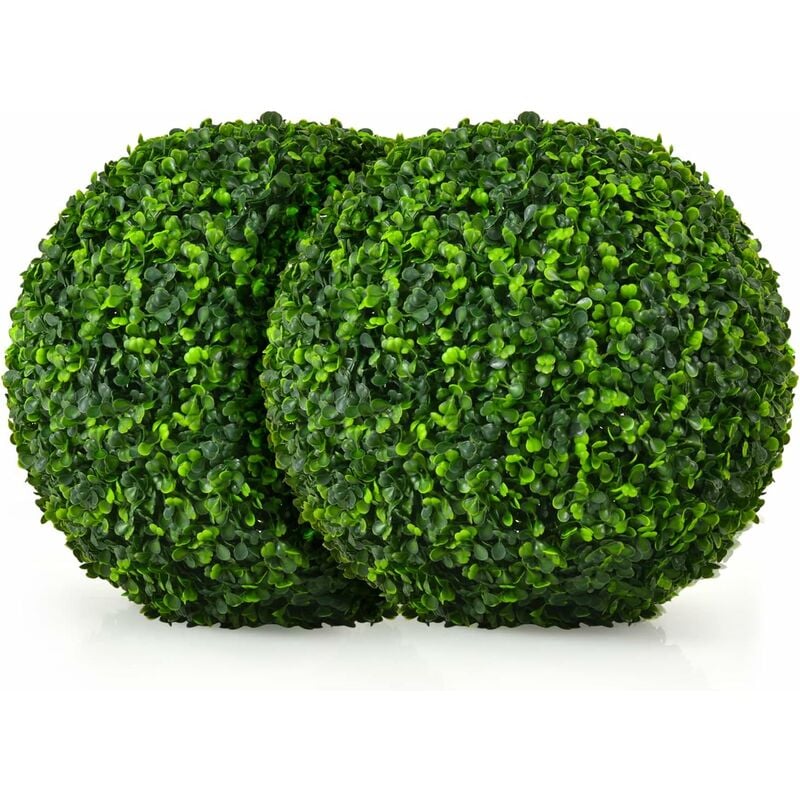 foto del prodotto 2 sfere artificiali da 40 cm, piante finte a sfera resistenti ai raggi uv, piante artificiali rotonde da giardino, balcone, matrimonio e casa, no