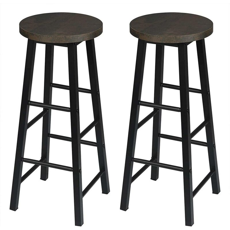 foto del prodotto 2 sgabelli legno da bar coppia sedie cucina alta gambe in metallo vintage ruggine nero woltu