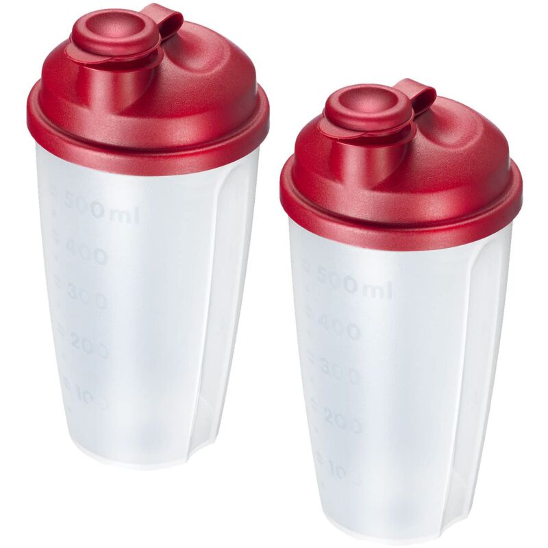 foto del prodotto 2 shaker per condimenti con scala graduata, disco rimovibile e beccuccio richiudibile, capacit 0,5 l, plastica, senza bpa, mixery, colore 