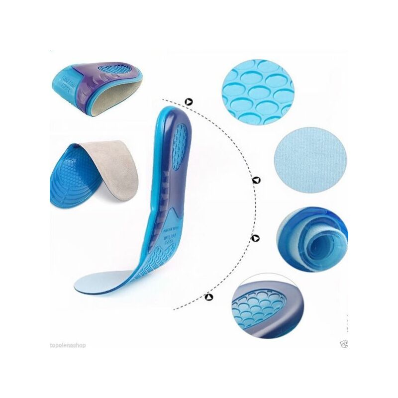 foto del prodotto 2 solette gel memory foam massaggianti plantare silicone supporto scarpe uomo