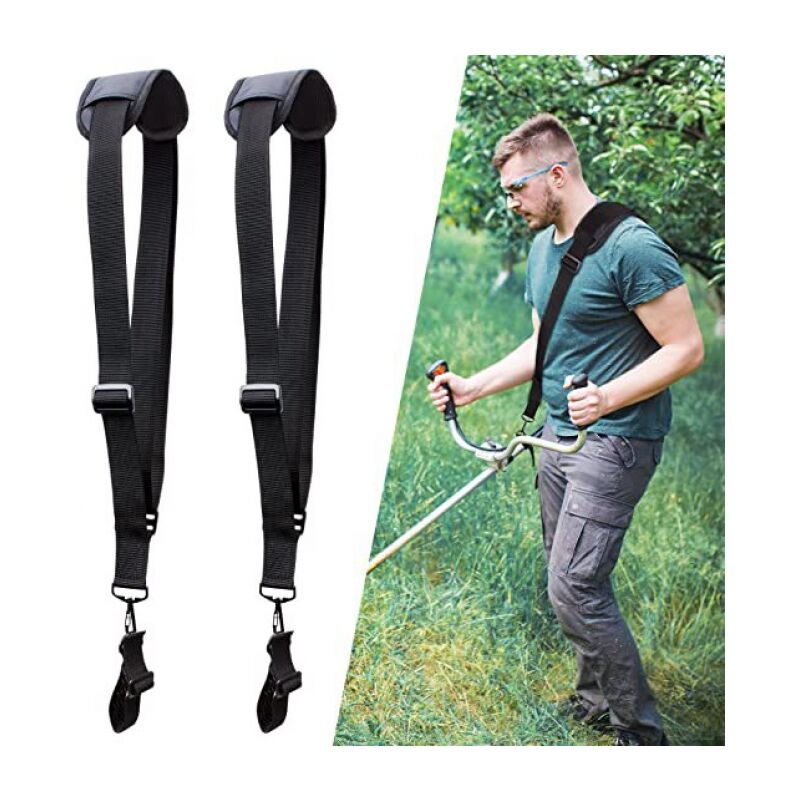 foto del prodotto 2 spallacci regolabili imbracatura per decespugliatore per tosaerba con cintura in nylon resistente per giardinaggio nero 
