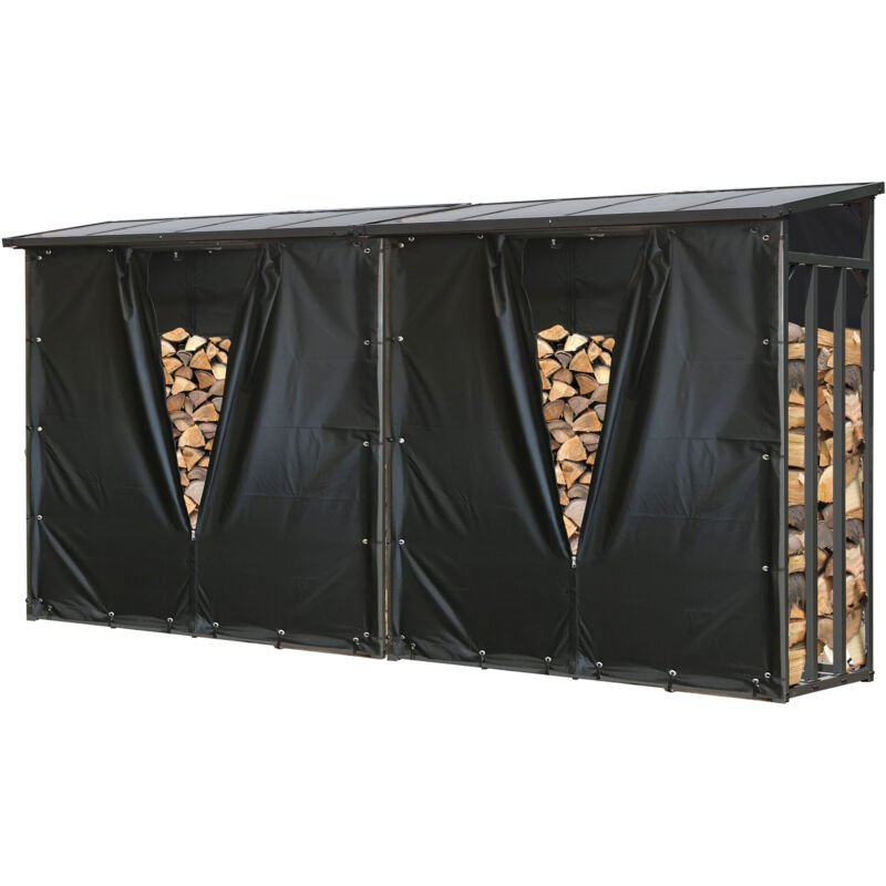 foto del prodotto 2 st ck metall kaminholzregal anthrazit 143 x 70 x 145 cm garten kaminholzunterstand 2,8 m 4 srm stapelhilfe aussen mit wetterschutz