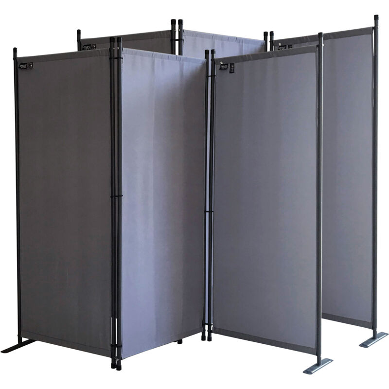 foto del prodotto 2 st ck paravent 3 teilig 170 x 165 cm grau stoff raumteiler trennwand balkon sichtschutz stellwand faltbar