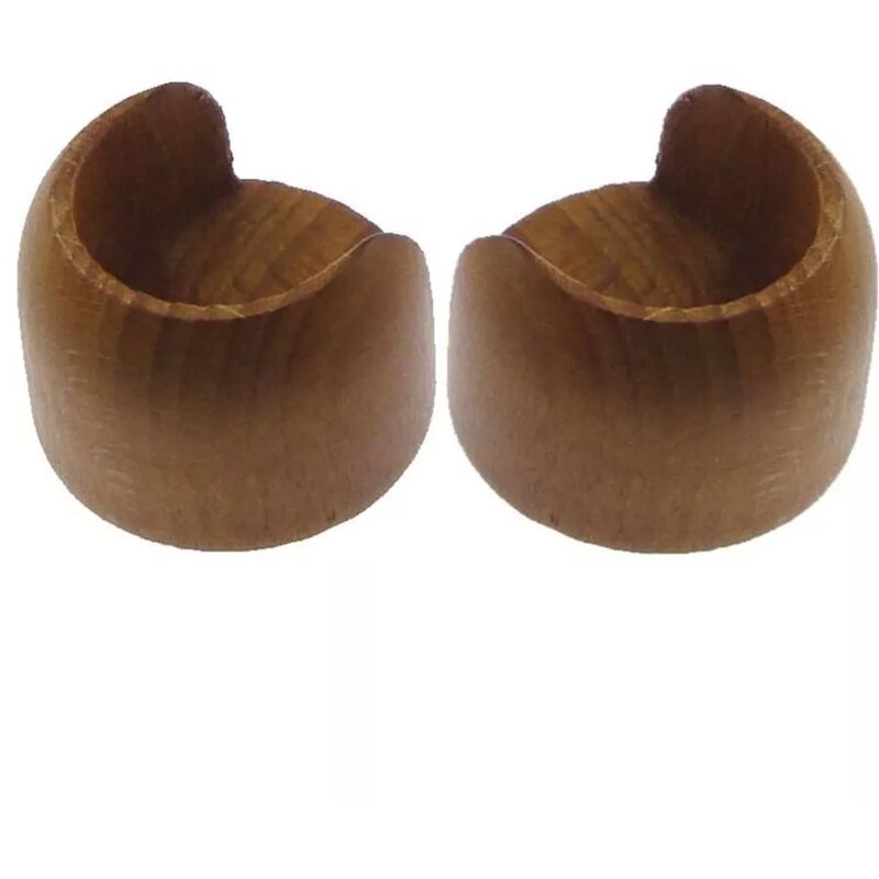 foto del prodotto 2 supporti parete parete per bastone 28mm colore teak.