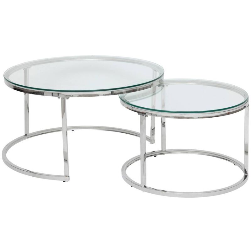 foto del prodotto 2 tavolini nido kneo, argento 80x80x43,2cm atmosphera cr ateur d int rieur